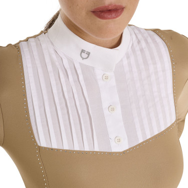 Polo da concorso Donna Maniche Lunghe con Strass Equestro Beige