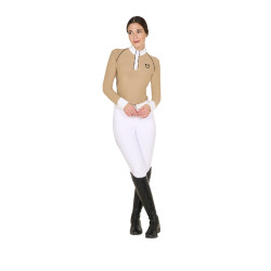 Polo da concorso Donna Maniche Lunghe con Inserti in Rete Equestro Beige Polo da concorso Donna Maniche Lunghe con Inserti in Rete Equestro Beige