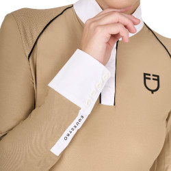 Polo da concorso Donna Maniche Lunghe con Inserti in Rete Equestro Beige Polo da concorso Donna Maniche Lunghe con Inserti in Rete Equestro Beige