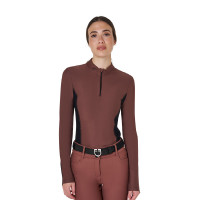 Polo Tecnico da Allenamento Donna Maniche Lunghe Equestro Rosa cammeo