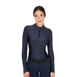 Polo Tecnico da Allenamento Donna Maniche Lunghe Equestro Blazer marine Blu marino