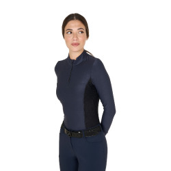 Polo Tecnico da Allenamento Donna Maniche Lunghe Equestro Blazer marine Blu marino