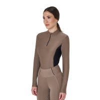 Polo Tecnico da Allenamento Donna Maniche Lunghe Equestro Rosa cammeo