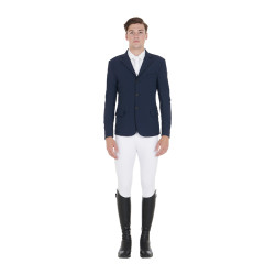 Giacca da concorso Uomo in Tessuto Stretch con Tasche con Zip Equestro Blazer marine Blu marino
