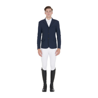 Giacca da concorso Uomo in Tessuto Stretch con Tasche con Zip Equestro Blazer marine Blu marino