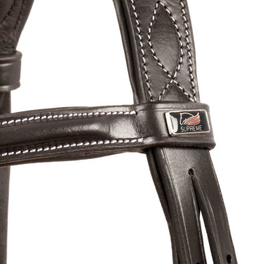 Briglia Supreme con Cuciture a Contrasto e Redini Supreme Marrone