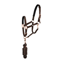 Capestro in nylon Rose Gold Line con lunghina Supreme Marrone