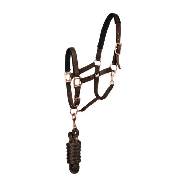 Capestro in nylon Rose Gold Line con lunghina Supreme Marrone