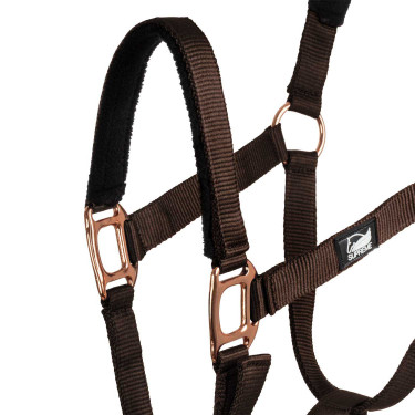 Capestro in nylon Rose Gold Line con lunghina Supreme Marrone