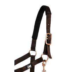 Capestro in nylon Rose Gold Line con lunghina Supreme Marrone