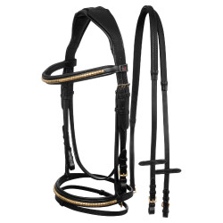 Briglia Inglese con Clincher e Redini in Gomma Supreme Nero Briglia Inglese con Clincher e Redini in Gomma Supreme Nero