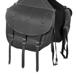 Borsa da Sella in Vitello Chiusura con 3 Cinghie Pool's Nero