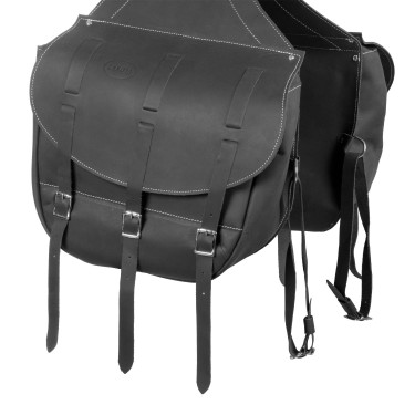 Borsa da Sella in Vitello Chiusura con 3 Cinghie Pool's Nero