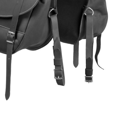 Borsa da Sella in Vitello Chiusura con 3 Cinghie Pool's Nero