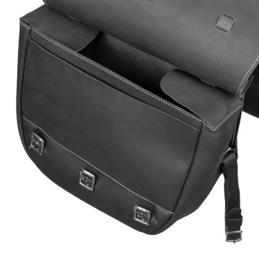 Borsa da Sella in Vitello Chiusura con 3 Cinghie Pool's Nero