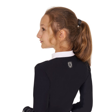 Polo da concorso per ragazza con strass Equestro Nero Polo da concorso per ragazza con strass Equestro Nero