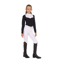 Polo da concorso per ragazza con strass Equestro Nero Polo da concorso per ragazza con strass Equestro Nero