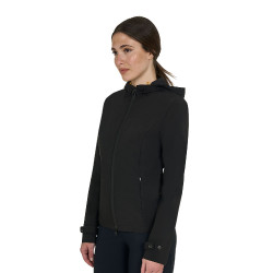 Giacca softshell aderente con cerniera antivento da donna Equestro Nero