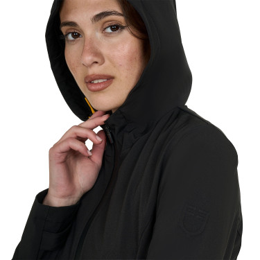 Giacca softshell aderente con cerniera antivento da donna Equestro Nero