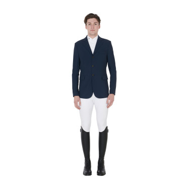 Giacca da concorso traforata da uomo in tessuto tecnico Equestro Blazer marine Blu marino