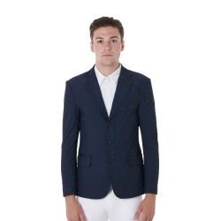 Giacca da concorso traforata uomo 3 bottoni Equestro Blazer marine Blu marino Giacca da concorso traforata uomo 3 bottoni Equestro Blazer marine Blu marino