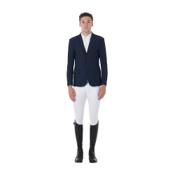 Giacca da concorso traforata uomo 3 bottoni Equestro Blazer marine Blu marino Giacca da concorso traforata uomo 3 bottoni Equestro Blazer marine Blu marino
