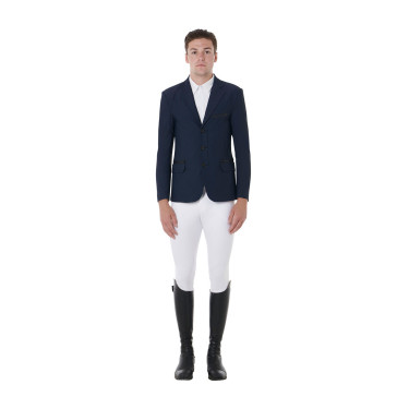 Giacca da concorso traforata uomo 3 bottoni Equestro Blazer marine Blu marino Giacca da concorso traforata uomo 3 bottoni Equestro Blazer marine Blu marino