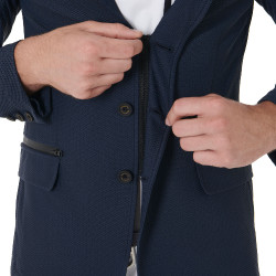 Giacca da concorso traforata uomo 3 bottoni Equestro Blazer marine Blu marino Giacca da concorso traforata uomo 3 bottoni Equestro Blazer marine Blu marino
