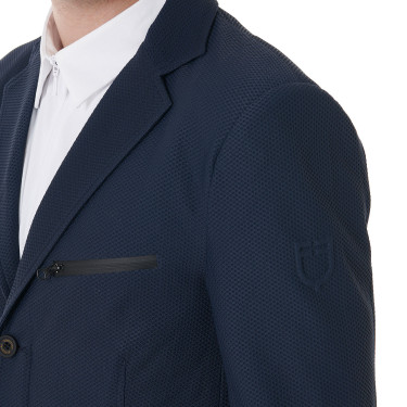 Giacca da concorso traforata uomo 3 bottoni Equestro Blazer marine Blu marino Giacca da concorso traforata uomo 3 bottoni Equestro Blazer marine Blu marino
