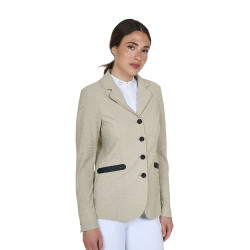 Giacca da concorso traforata da donna 4 bottoni Equestro Tan Oxford Rosa
