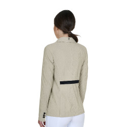 Giacca da concorso traforata da donna 4 bottoni Equestro Tan Oxford Rosa