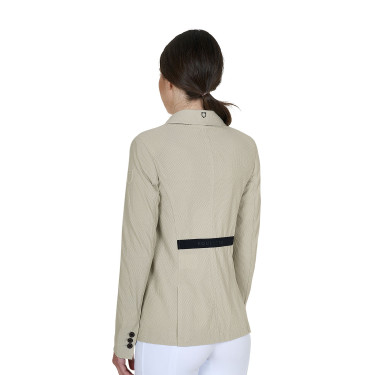 Giacca da concorso traforata da donna 4 bottoni Equestro Tan Oxford Rosa