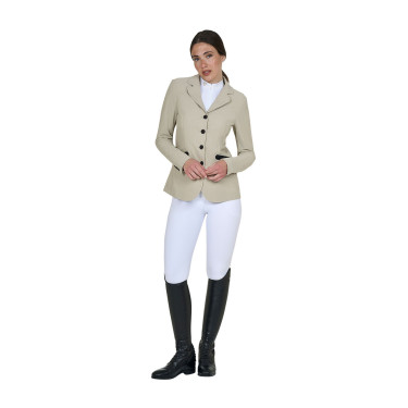 Giacca da concorso traforata da donna 4 bottoni Equestro Tan Oxford Rosa