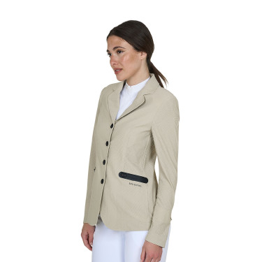 Giacca da concorso traforata da donna 4 bottoni Equestro Tan Oxford Rosa