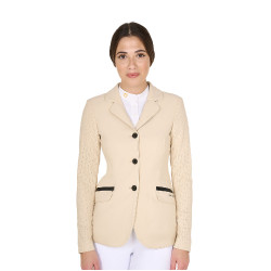 Damen-Wettkampfjacke perforiert 3 Knöpfe Equestro Beige Damen-Wettkampfjacke perforiert 3 Knöpfe Equestro Beige