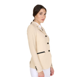 Damen-Wettkampfjacke perforiert 3 Knöpfe Equestro Beige Damen-Wettkampfjacke perforiert 3 Knöpfe Equestro Beige