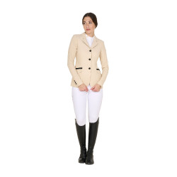 Damen-Wettkampfjacke perforiert 3 Knöpfe Equestro Beige Damen-Wettkampfjacke perforiert 3 Knöpfe Equestro Beige