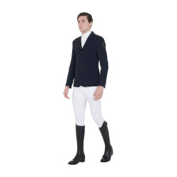Giacca da concorso da uomo con logo ricamato a contrasto Equestro Blazer marine Blu marino