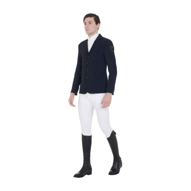 Giacca da concorso da uomo con logo ricamato a contrasto Equestro Blazer marine Blu marino