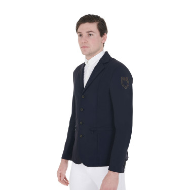Giacca da concorso da uomo con logo ricamato a contrasto Equestro Blazer marine Blu marino