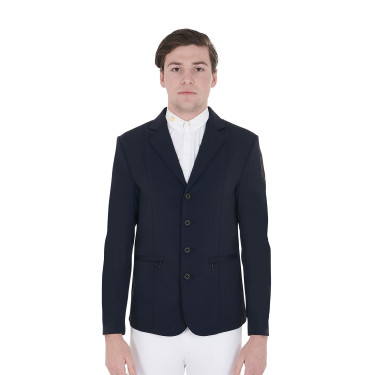 Giacca da concorso da uomo con logo ricamato a contrasto Equestro Blazer marine Blu marino