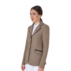 Giacca da concorso da donna in tessuto tecnico elasticizzato Equestro Noce Marrone