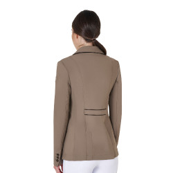 Giacca da concorso da donna in tessuto tecnico elasticizzato Equestro Noce Marrone