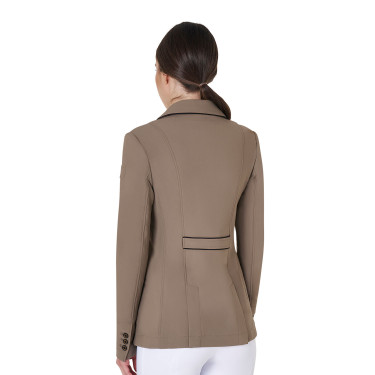 Giacca da concorso da donna in tessuto tecnico elasticizzato Equestro Noce Marrone