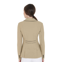 Giacca da concorso da donna in tessuto tecnico elasticizzato Equestro Incenso Beige