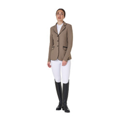 Giacca da concorso da donna in tessuto tecnico elasticizzato Equestro Noce Marrone
