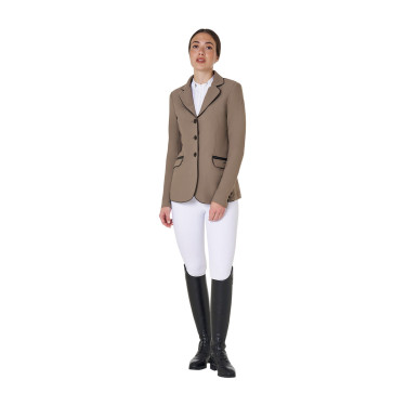 Giacca da concorso da donna in tessuto tecnico elasticizzato Equestro Noce Marrone