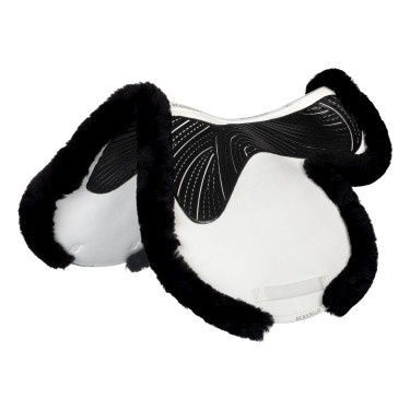 Sottosella Numnah con grip in gel su entrambi i lati e bordo in montone completo Acavallo Bianco / nero