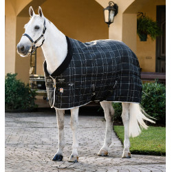 Coperta da scuderia Horseware Rhino Original Vari-Layer 250g Nero / quadri bianco grigi