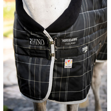 Coperta da scuderia Horseware Rhino Original Vari-Layer 250g Nero / quadri bianco grigi